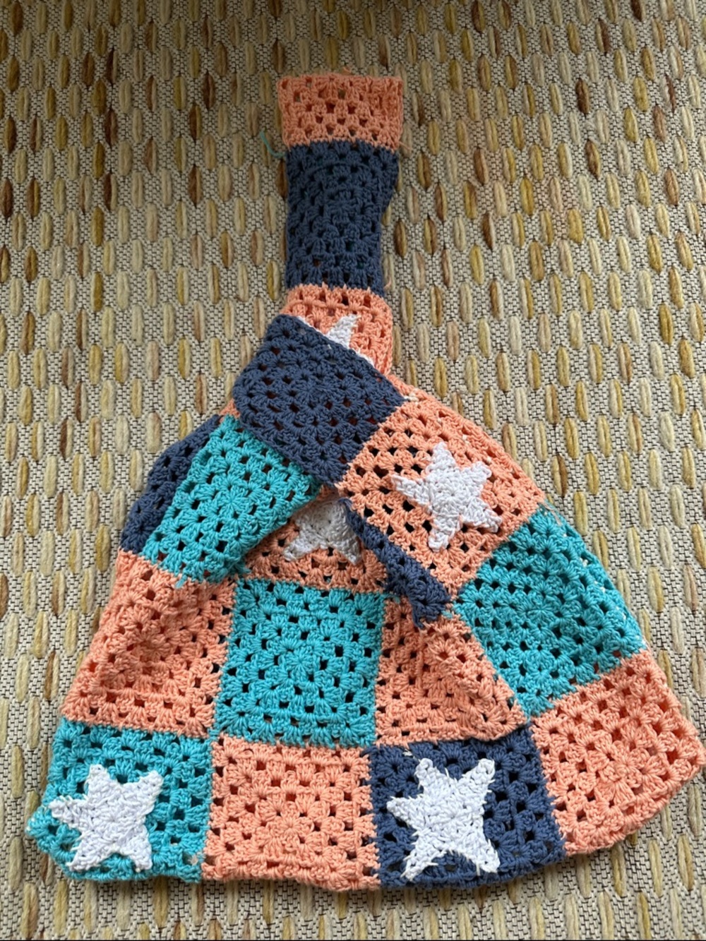 Pastel Starry Sky Handmade Granny Square Shoulder Hobo Bag